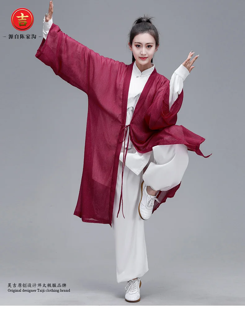 Женский Hanfu Taiji наборы одежды костюм Тан кунг-фу изысканный элегантный тай-чи из трех предметов одежды боевых искусств шаль чернильная живопись