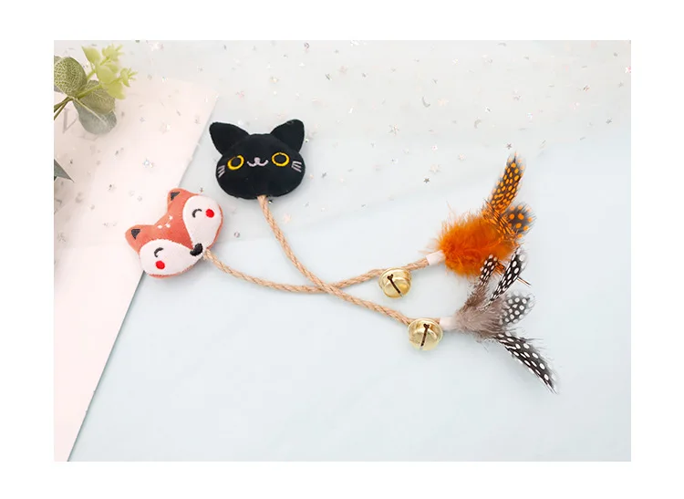 Funny Cat Toy Feather Bell With Catnip Cat Animal Shape Doll Pet Hemp Rope Molar Rod Pet Kitten Supplies Teeth Chewing Toy