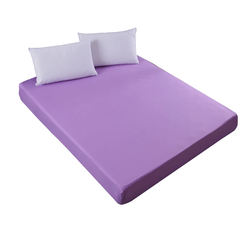 

Colorful Waterproof Mattress Cover Bed Protection Pad Solid Bed Mattress Cover Fitted Sheet with Elastic Band