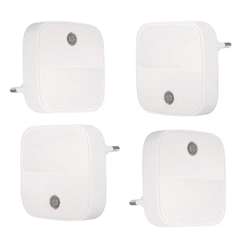 

4pcs Plug In Photocell Sensor Kids Room Kitchen Energy Saving Hallway For Bedroom Auto On Off Lamp LED Night Light Indoor Stairs