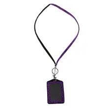 Стразы Bling Crystal Пользовательские талреп вертикальный ID бейдж держатель(темно-фиолетовый