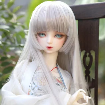1/3 1/4 1/6 1/8 Long Style Sliver Grey High Temperature Wire BJD Doll Wig Hair Many Color 1