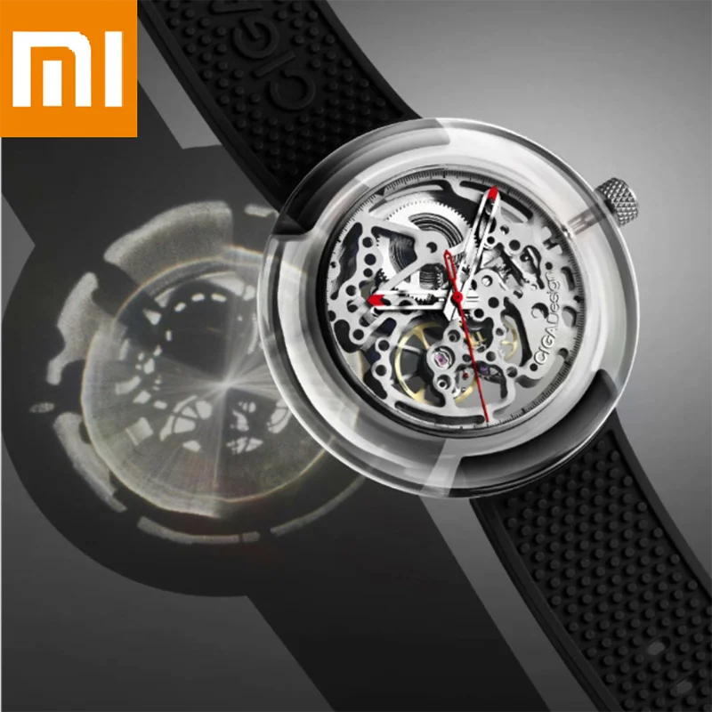 Механические часы Xiaomi CIGA T Series 360 ° прозрачный полый силиконовый ремешок из нержавеющей стали наручные часы с подвеской