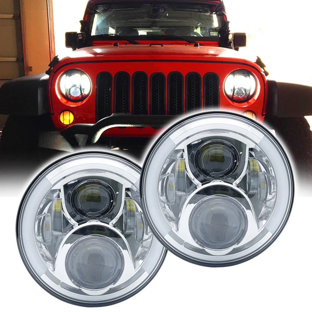 1or 2X 7 дюймовый круглый светодиодный фары фара комплект для Jeep Wrangler JK TJ lada niva 4x4 suzuki