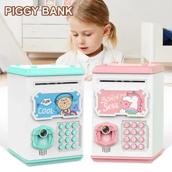 Tirelire avec reconnaissance faciale par empreinte digitale, distributeur automatique, mot de passe, boîte d'épargne pour le stockage de pièces de monnaie ou de billets de banque, cadeau pour enfants 