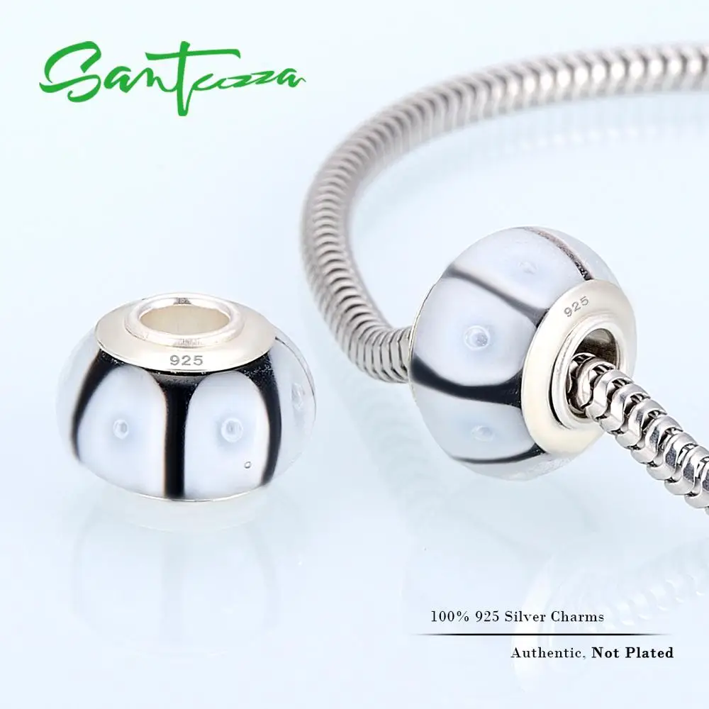 

Santuzza Silver Charm Colorful Beads Charm Fit For Bracelet Bangle DIY Making 100% Authentic 925 Sterling Silver Women Jewelry