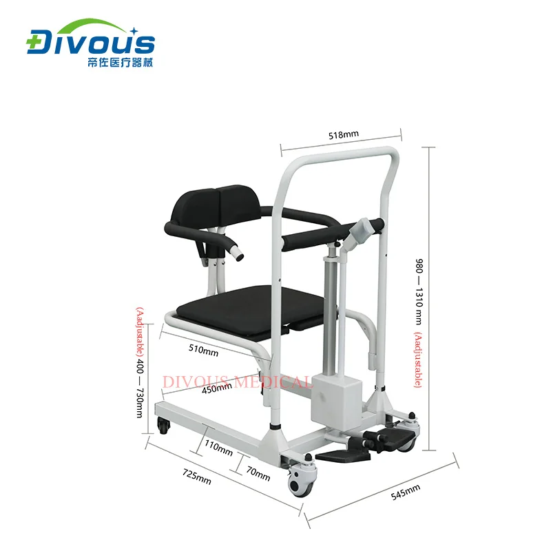 New Product Handicapped Electric Patient Transfer Lift Commode Toilet  Chair Power Wheelcahair 5