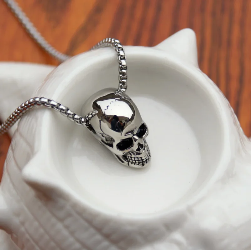 Панк ожерелье с подвеской из нержавеющей стали с черепом, винтажное ожерелье с пиратским скелетом для мужчин, мужские ювелирные изделия на Хэллоуин, готика, бохо
