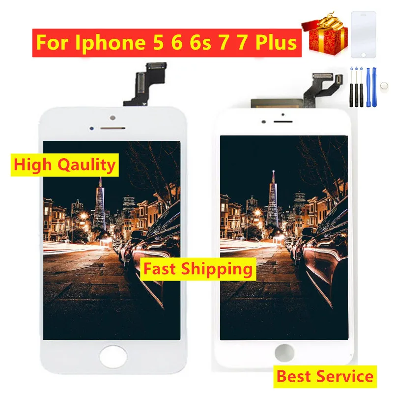 

For iPhone 7 7 plus AAA Quality LCD Display 3D Touch Screen For iPhone 5 6 6s 7 7plus Lcd Assembly Free Tools&Tempered Glass