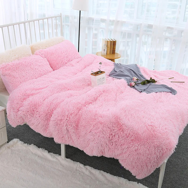 Pure Color Thicken Weighted Soft Shaggy Plush Blanket Spring Autumn Winter Wearable Adult Children Blankets King Size Fur Warm Blankets Aliexpress