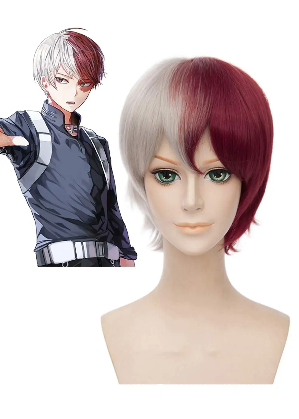 Короткий парик для косплея Todoroki парики My Hero Academy полусеребристый белый