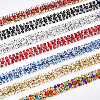 

New 1Yard Mix Color Rhinestone Chain Plating Clothing shoes hats skirts Handwork Decor Wedding Dress Gifts Jewelry Accessories