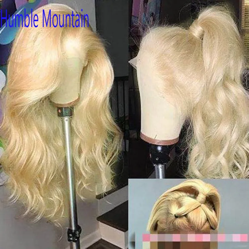 613 медовый блондин полный парик шнурка человеческих волос цветной Remy бразильский объемный волнистый бесклеевой полный парик шнурка для женщин любой части