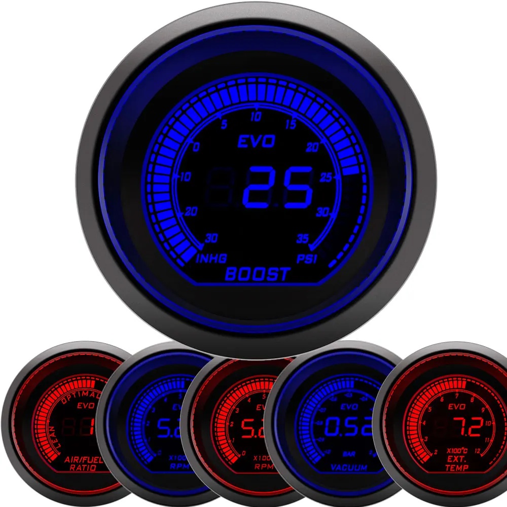 2 "52 Millimetri Car Digital Turbo Boost Gauge Psi Acqua Temp Olio Temperatura Olio Manometro Voltmetro Contagiri Rpm Meter Tacometro