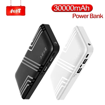 

30000mAh Portable Power Bank 2 USB Fast Charge LED Lighting Mobile Phone External Battery Outdoor Travel Charger for Smartphone