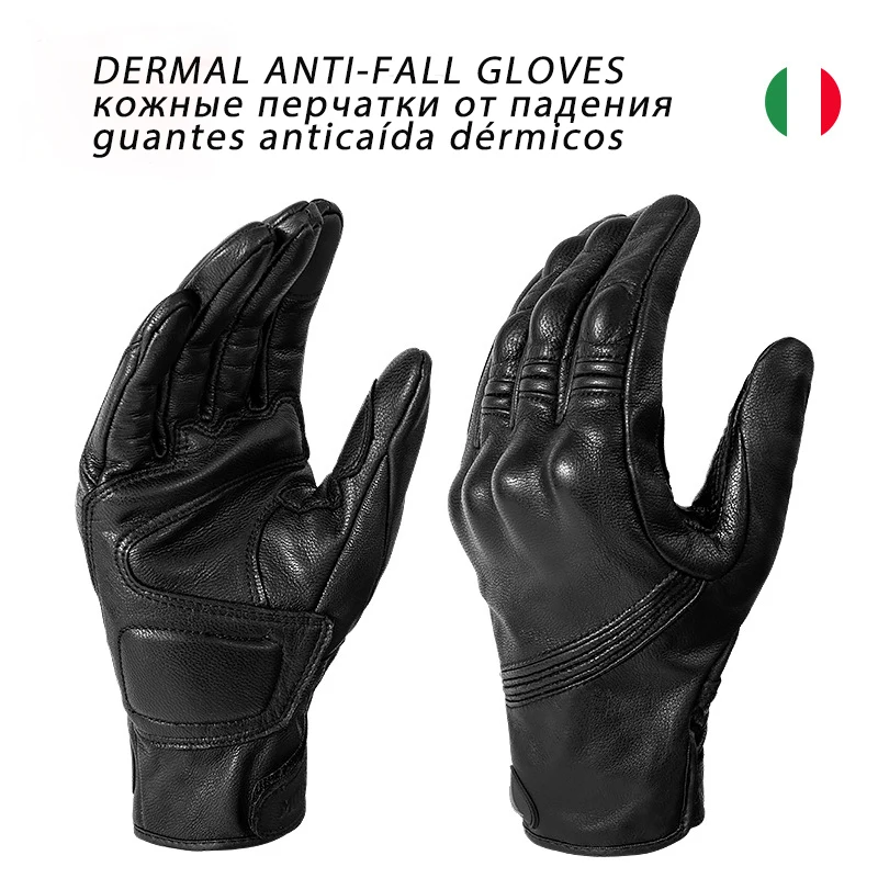 

Genuine Leather motorcycle gloves screen touch breathable street motorbike gloves four season windproof ADV motocross gloves