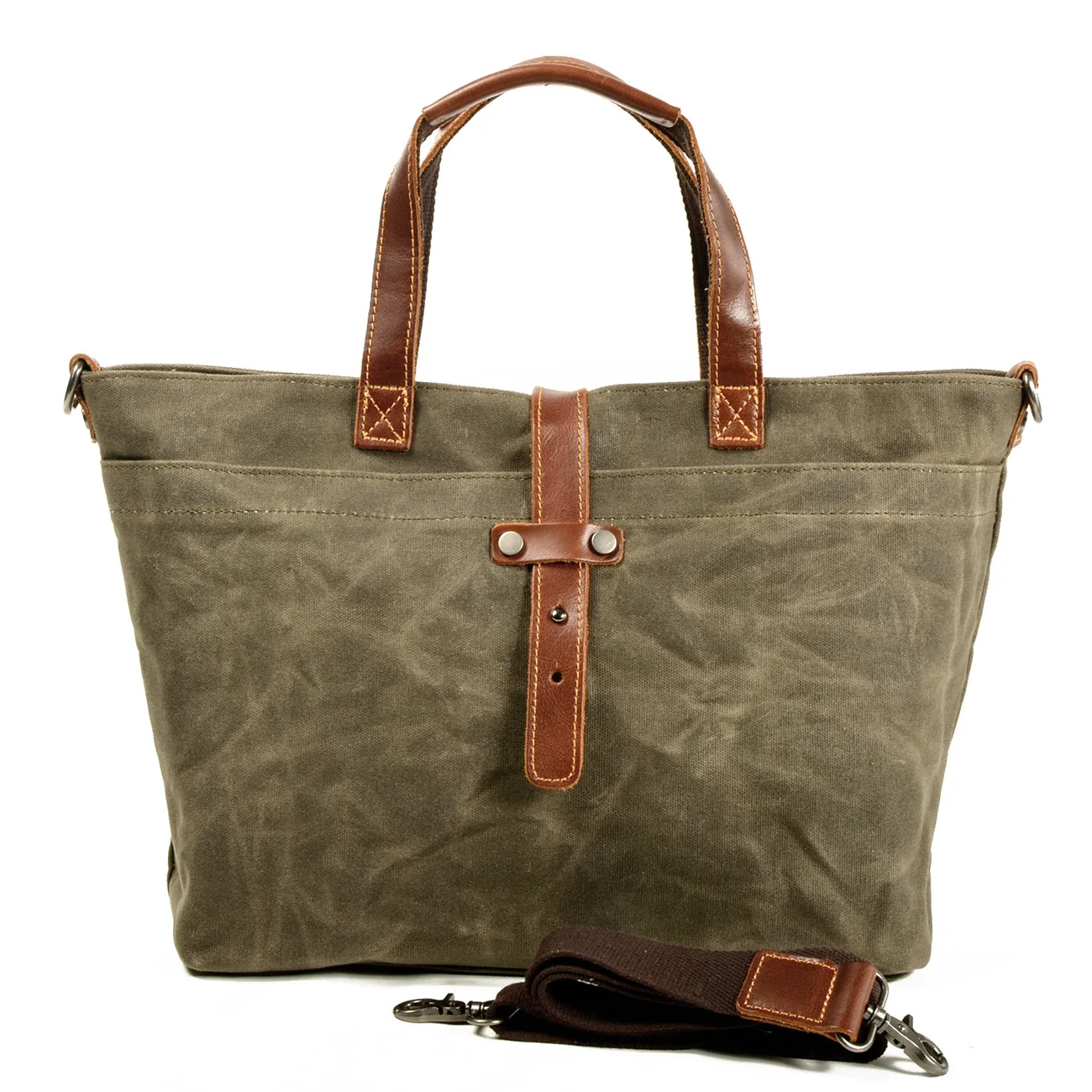 Восковая холщовая женская сумка простая сумка горизонтальная однотонная Ретро сумка через плечо мужская складывающаяся сумка-тоут сумка - Цвет: Армейский зеленый