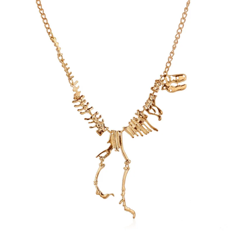 

available necklace in Europe and the exaggeration in same personality dinosaur skeleton necklace [new rose gold]