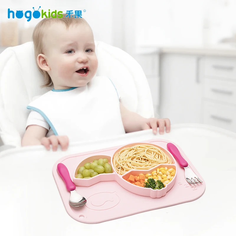 Hogokids силиконовые тарелки Детские тарелки детская посуда детская миска для кормления набор посуды Подарочная коробка