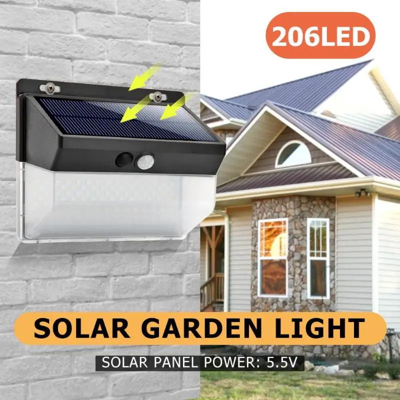 

118/206 Solar LED Street Light Detection Wall Lamp LED Energy-saving Wall light Motion Sensor Waterproof For Home Garden