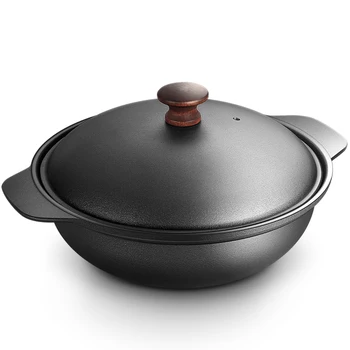 

Cast iron stew pot Japanese Sukiyaki fried stewpot soup rice old raw iron household thermal cooker saucepot sauce pan casserole