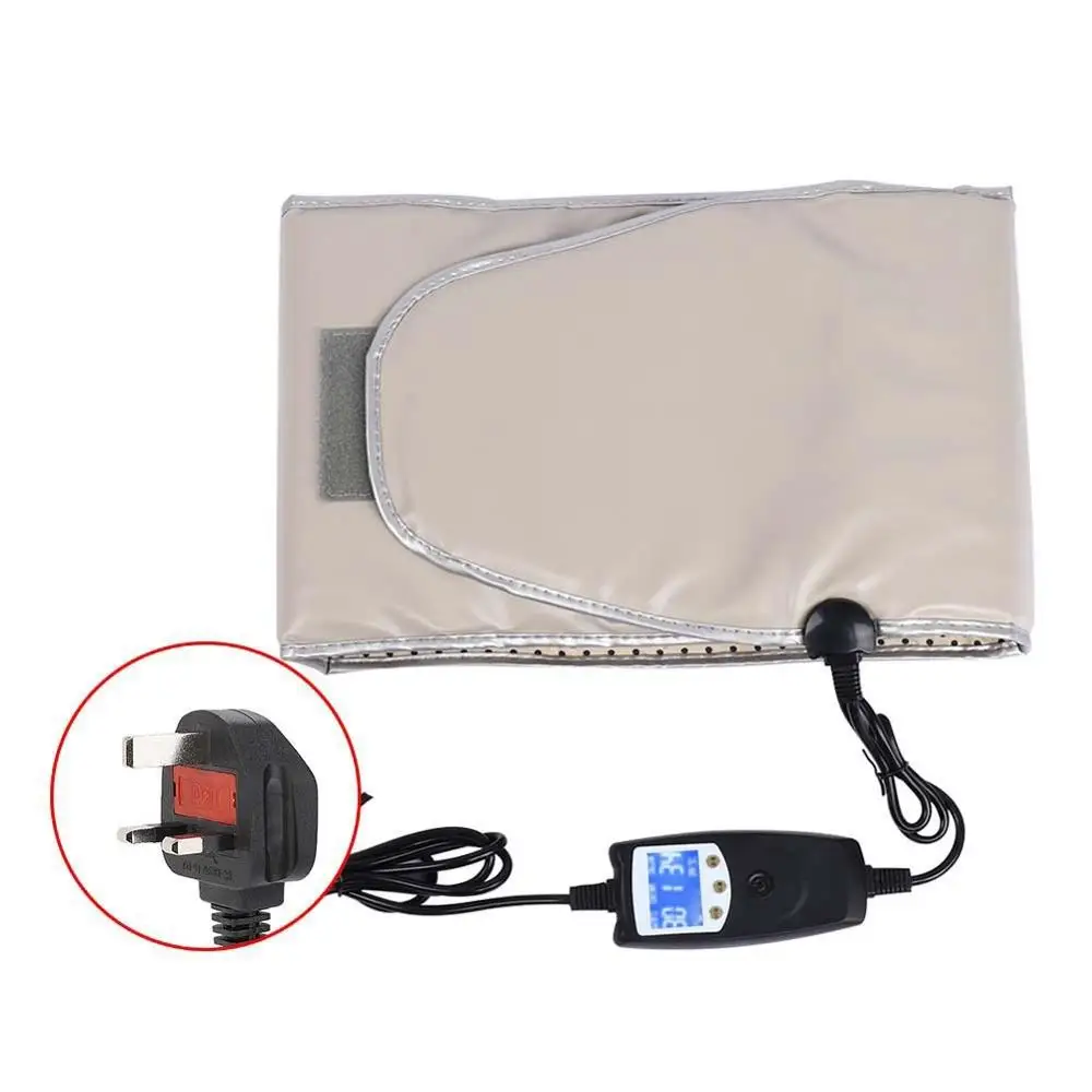 Silver UK Plug 220V Vibration 360 degree electric far infrared electric Sauna heating belt Slimming Detox Waist Belt Warm Weight Loss Beauty Fitness - Цвет: Silver UK Plug 220V