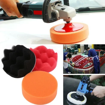 

12x 3" Sponge Waxing Buffing Polishing Pad Kit Drill Adapter For Car Polisher Car Cleaning Tools Sponge Polishing Pads