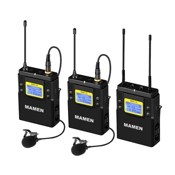 

MAMEN WMIC-01 UHF Dual-Channel Wireless Microphone System 2 Transmitters 1 Receiver 50 Channels Microphone for Camera Phone Vide