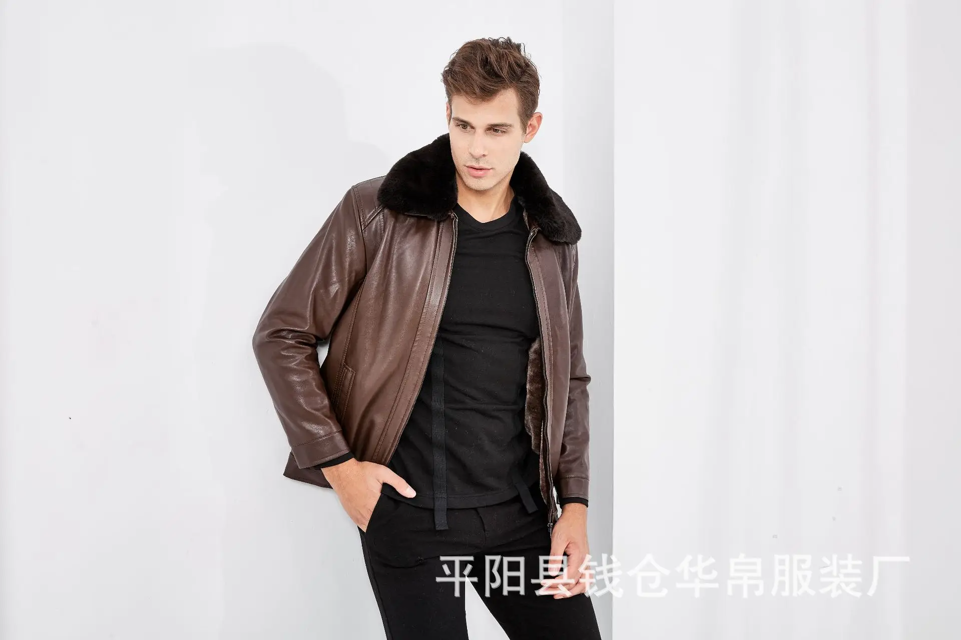 Wanding Peddler Street поставщик кожаное пальто кожаная куртка для мужчин среднего возраста мотоциклетное кожаное пальто для мужчин