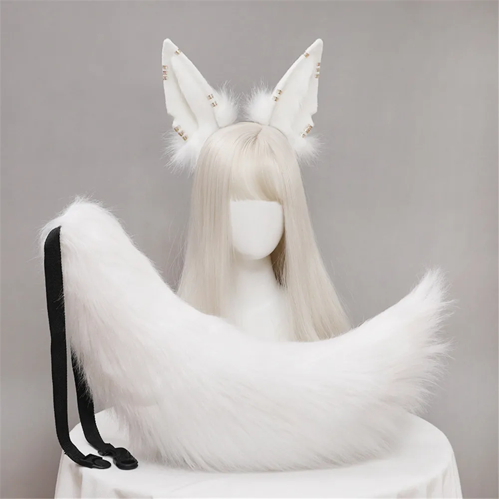 greek goddess costume Plush Jackal Cat Ears Cosplay Lolita Headband Fox Jackal Cat Tail Lolita Hand-made Animal Ears Headwear Kawaii Accessories naruto costume