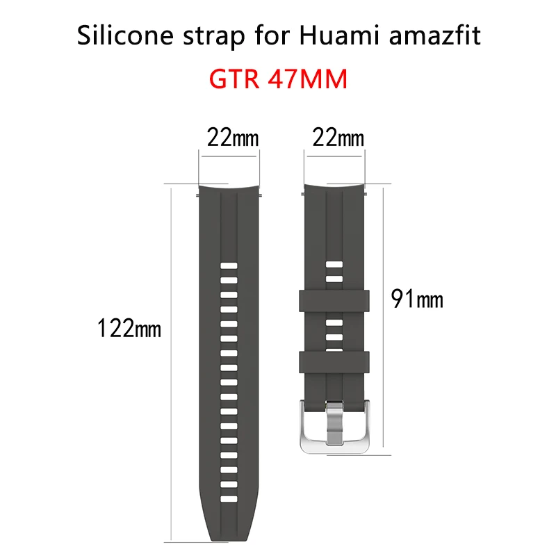 Силиконовый ремешок для Huami amazfit GTR 47 мм huawei GT2 часы сталь Пряжка Браслеты замена Браслет