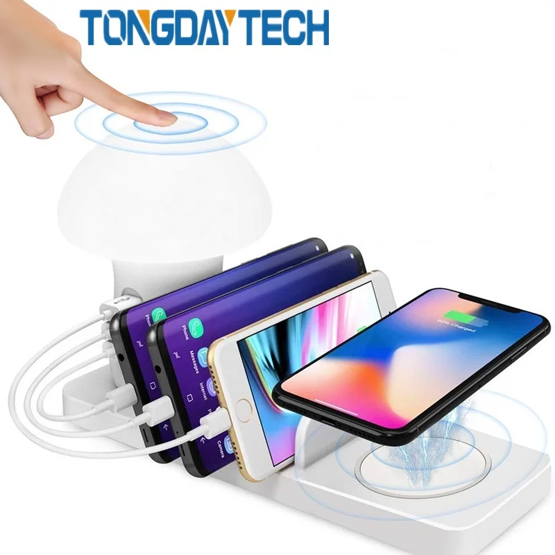 Tongdaytech Usb Qi Беспроводное зарядное устройство для Iphone X XR 8 11 Pro Max Quick Charge 3,0 быстрое зарядное устройство док-станция для samsung S10 S8