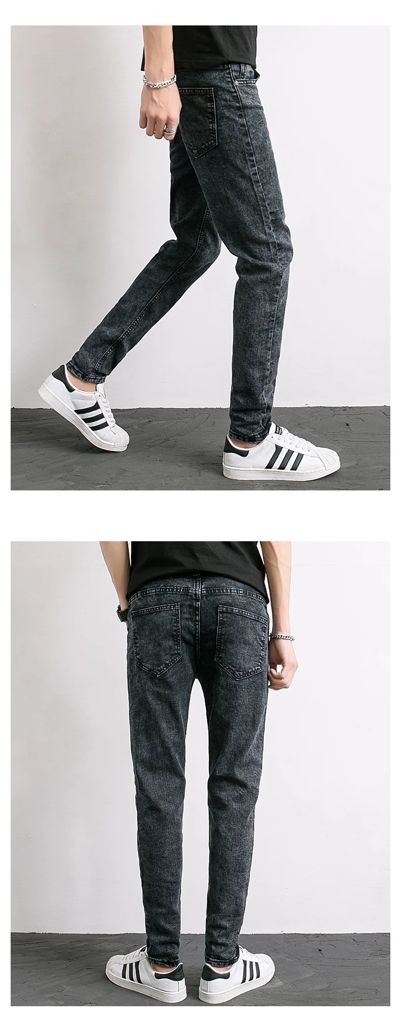 Новые вымытые зимние мужские узкие джинсы fit homme джинсы джинсовые брюки черные модные большие размеры 28-36 длинные брюки мужские джинсы