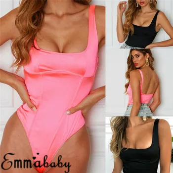 

2020 New Arrivals Sexy Women U-neck Sleeveless Bodycon Slim Bodysuit Tops Clubwear Stretch Tank Tops Body Tops Overall One-piece