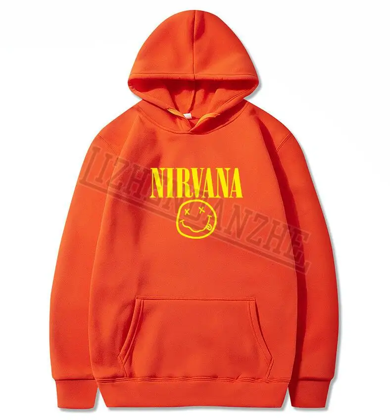 Nirvana модные брендовые мужские толстовки весна осень мужские повседневные толстовки мужские и wo мужские толстовки Топы - Цвет: Оранжевый