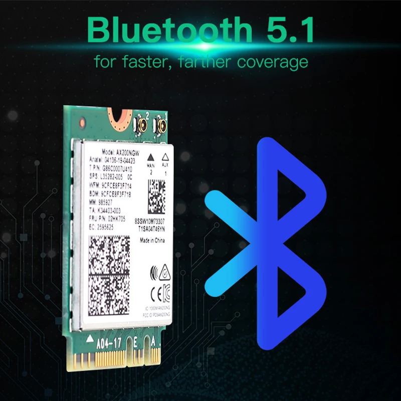 Беспроводная сетевая карта 2400 Мбит/с Wi Fi 6 Intel AX200 802.11ax/ac 2 4 ГГц 5 M.2 Bluetooth 1 адаптер 9260