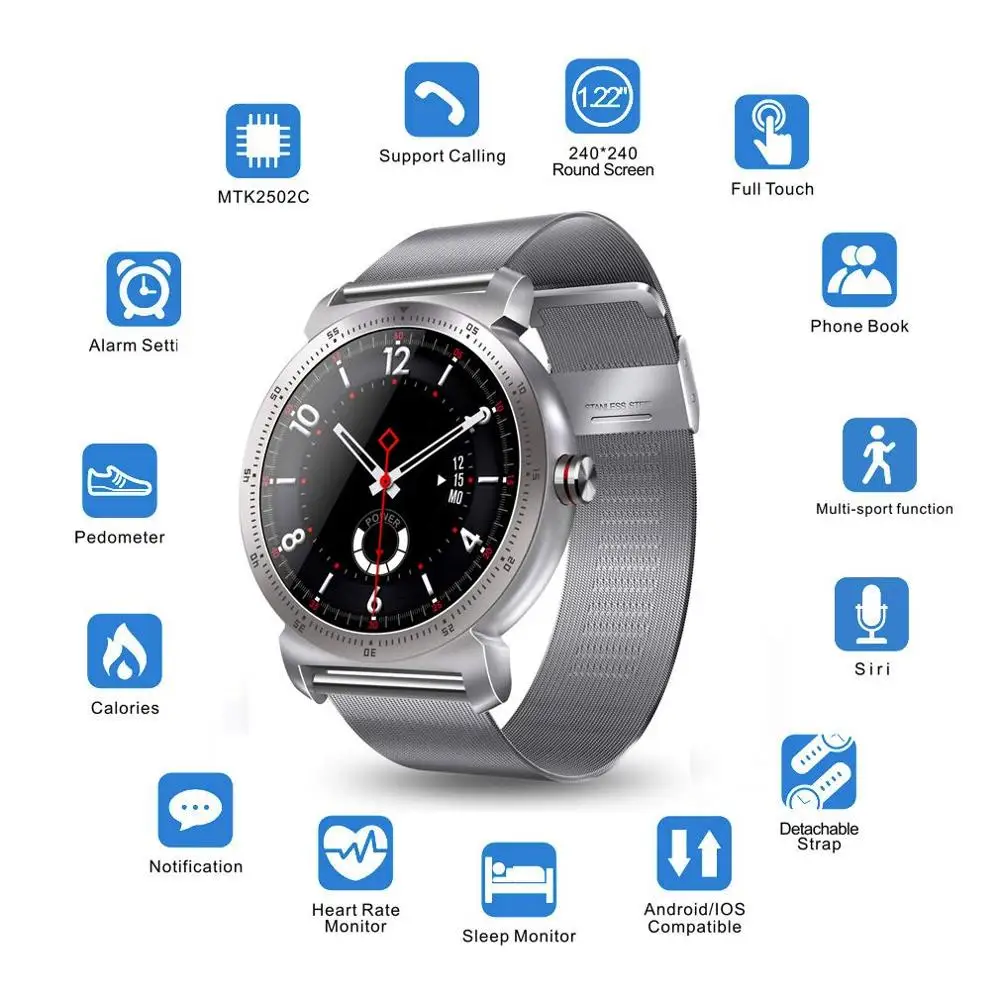 Bluetooth Смарт-часы телефон для мужчин здоровье трекер монитор сердечного ритма кожа стали страр водонепроницаемые цифровые часы для Android