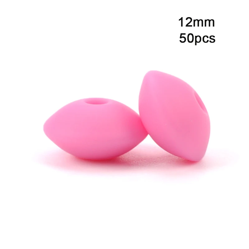 pink LOFCA, 12 мм, 50 шт./лот, силиконовая чечевица, круглые бусины, Прорезыватель для зубов, детский прорезыватель, жевательный, BPA бесплатно, сделай сам, цепочка для соски, пищевой силикон - Цвет: pink