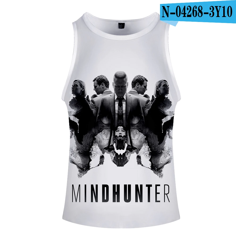 Mind Hunter 3D майка с круглым вырезом, летняя майка без рукавов с широкими плечами, мужская женская повседневная одежда для пары - Цвет: Черный