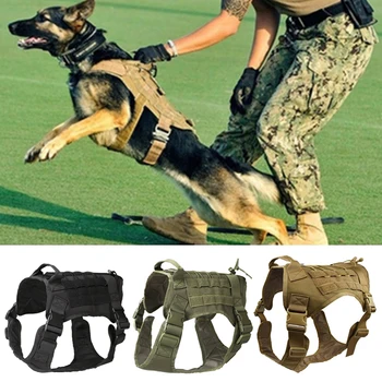 

Waterproof Molle Solid Color Nylon Harness Outdoor Hunting Training Enforcement Working Patrol Pet Dog Vest Size M-XL
