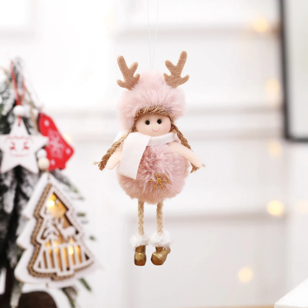 

New Design Christmas Ornaments Plush Hanging Posture Doll Window Angel Decorations for Home Christmas Tree Xmas Gift Accessories