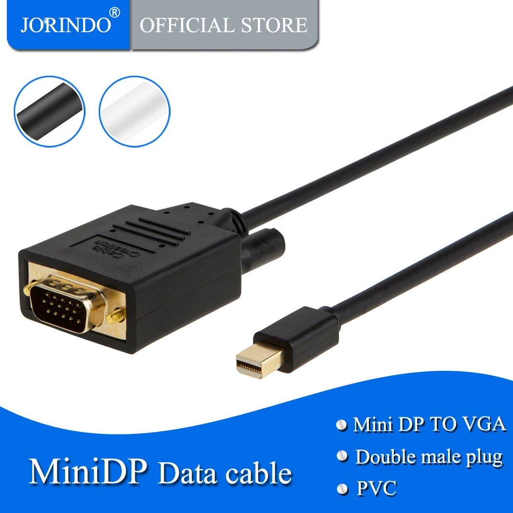 Кабель Mini DP к VGA адаптер jorinmini DisplayPort (Thunderbolt 2) совместимый с MacBook Pro/Air Microsoft Surface