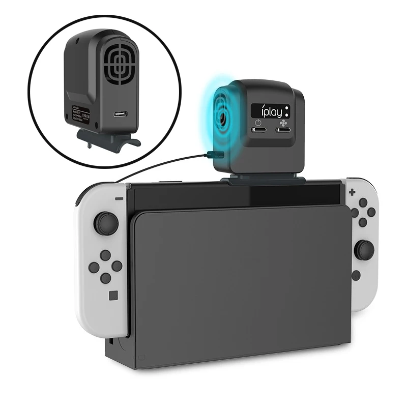 Ventilador de refrigeración para interruptor NS, Base de radiador de bombeo Turbo externo, disipador de calor, pantalla de temperatura para Nintendo Switch OLED