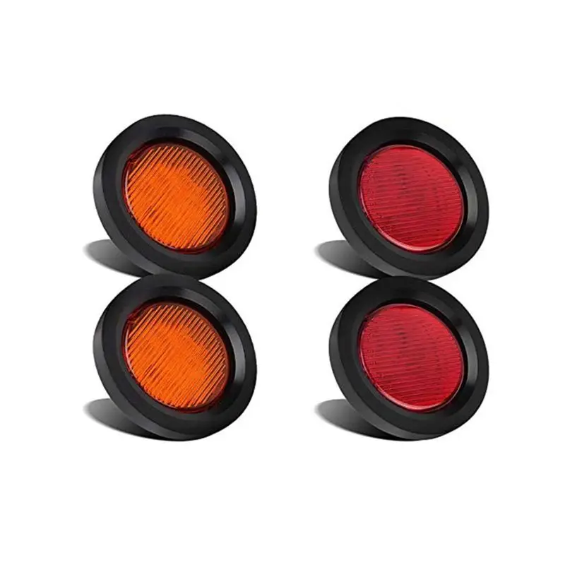 

4Pcs 7 LED Truck Round Side Marker 24V Clearance Lights 7 Beads Stripe Lights Round Trail Warning Auto Part Accessories