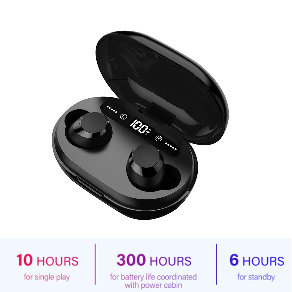 C8S TWS 5,0 Bluetooth наушники 3D стерео беспроводные наушники с двойным микрофоном 3000 мАч светодиодный цифровой внешний аккумулятор гарнитура с шумоподавлением