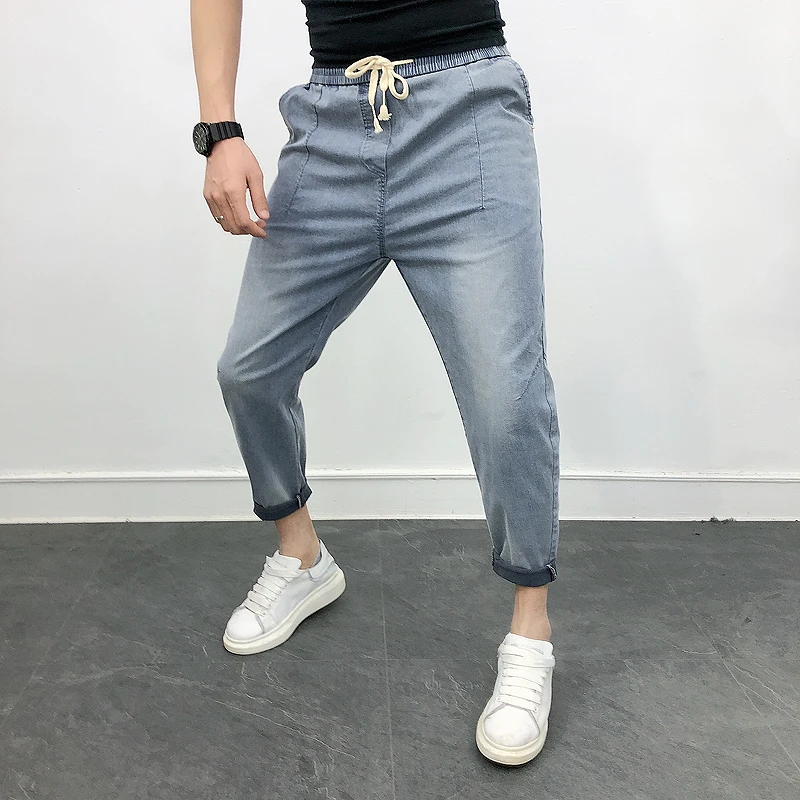 

High Quality Spring Summer Mens Jeans All Match Elastic Loose Casual Men's Jeans Comfortable Denim Harem Pants Men Clothes 2020