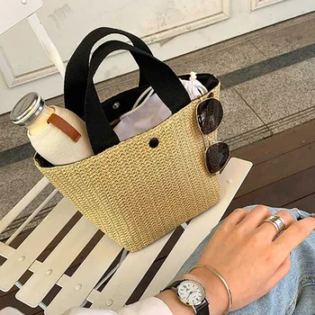 

Capacity Straw Bags for Women 2020 Handmade Woven Basket Bolsa Tote Summer Bohemian Beach Bags Luxury Brand Ladies Hand Bags