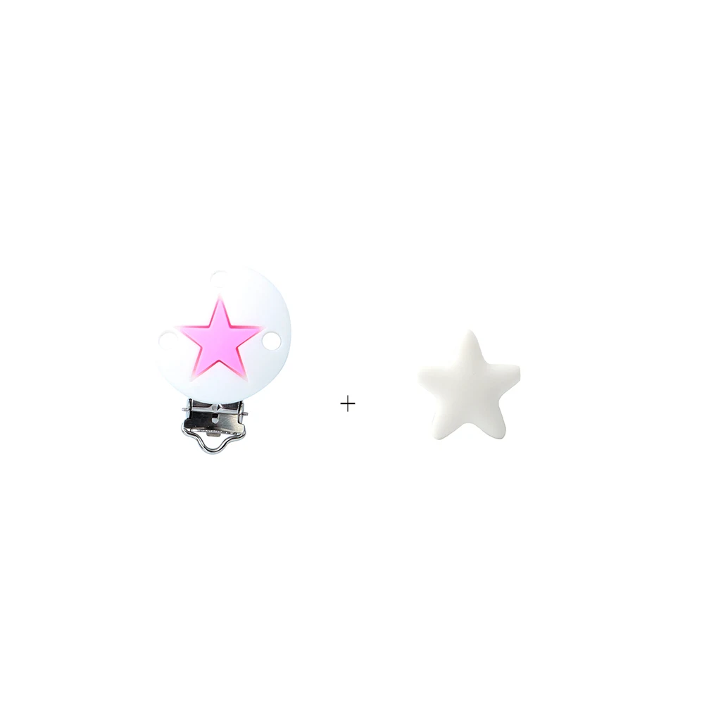2 шт звезды силиконовые бусины детские соски зажимы DIY прорезывание зубов ожерелье игрушки Аксессуары Детские Силиконовые Прорезыватели ниппель для клипа застежки - Color: Clip and Beads C