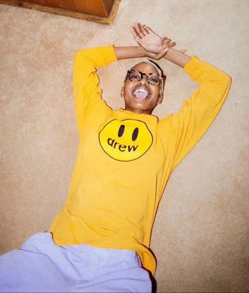 DREW Smiley четыре цвета футболка с длинным рукавом для мужчин и женщин Harajuku Свободная Повседневная футболка хип-хоп Покемон уличная Мужская футболка
