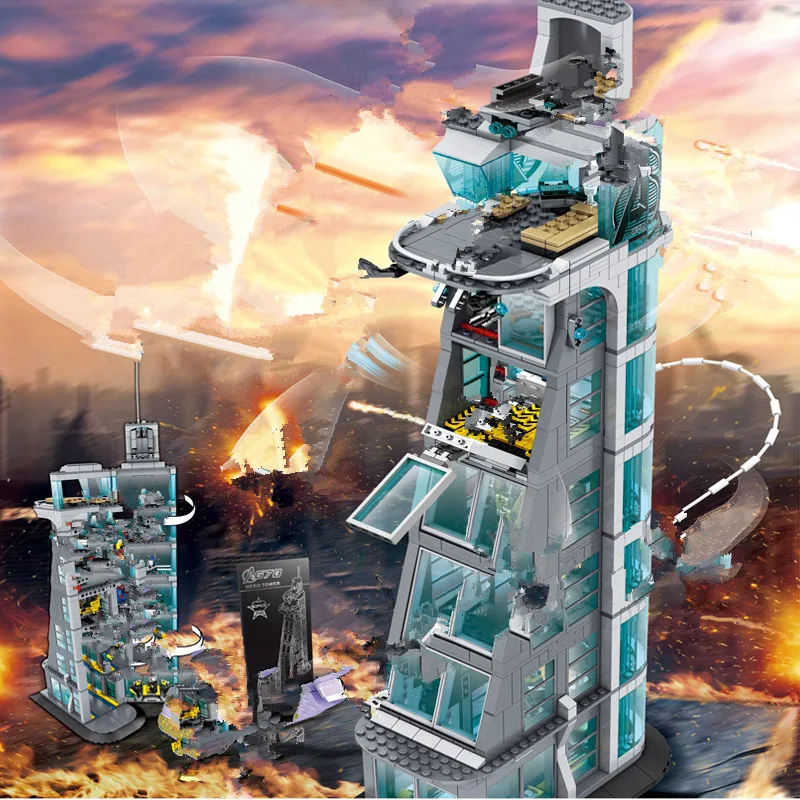 

New lepining Avengers Upgraded Version Superheroes Ironman Marvel Avenger Tower Gift Building Block Bricks Boy Kid Gift Toy